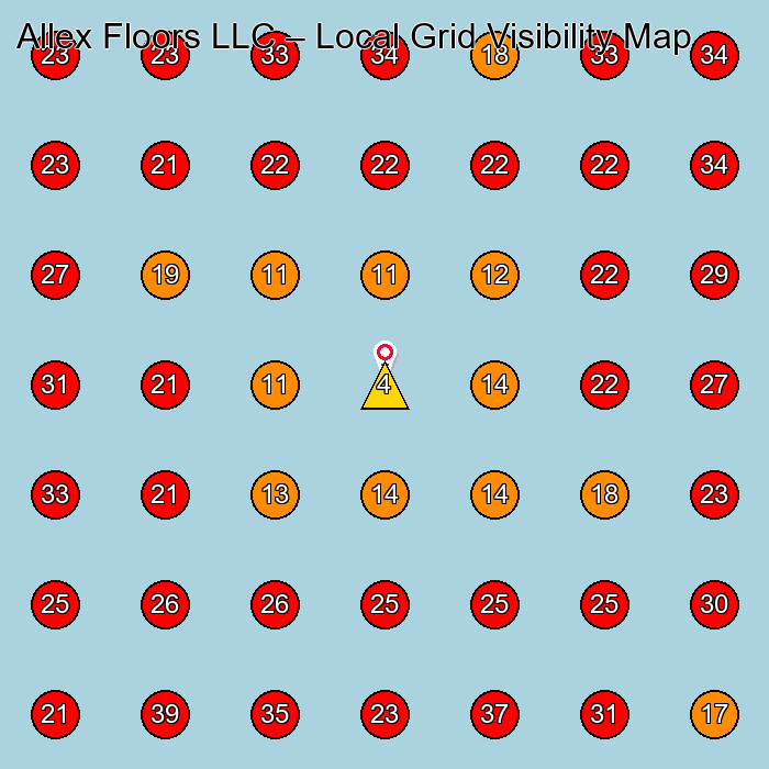 Allex Floors LLC GeoGrid visibility map for Clothing Store in None